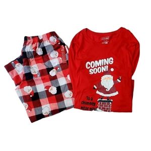 NEW Jammies Families womens CHRISTMAS pajamas set pants top Santa plaid red